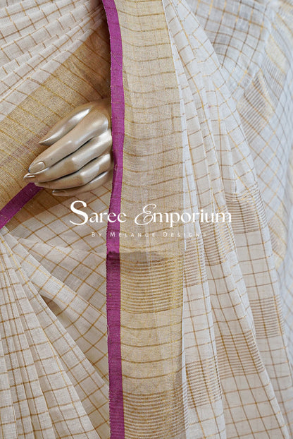 Linen Check Saree For Women MDS0267