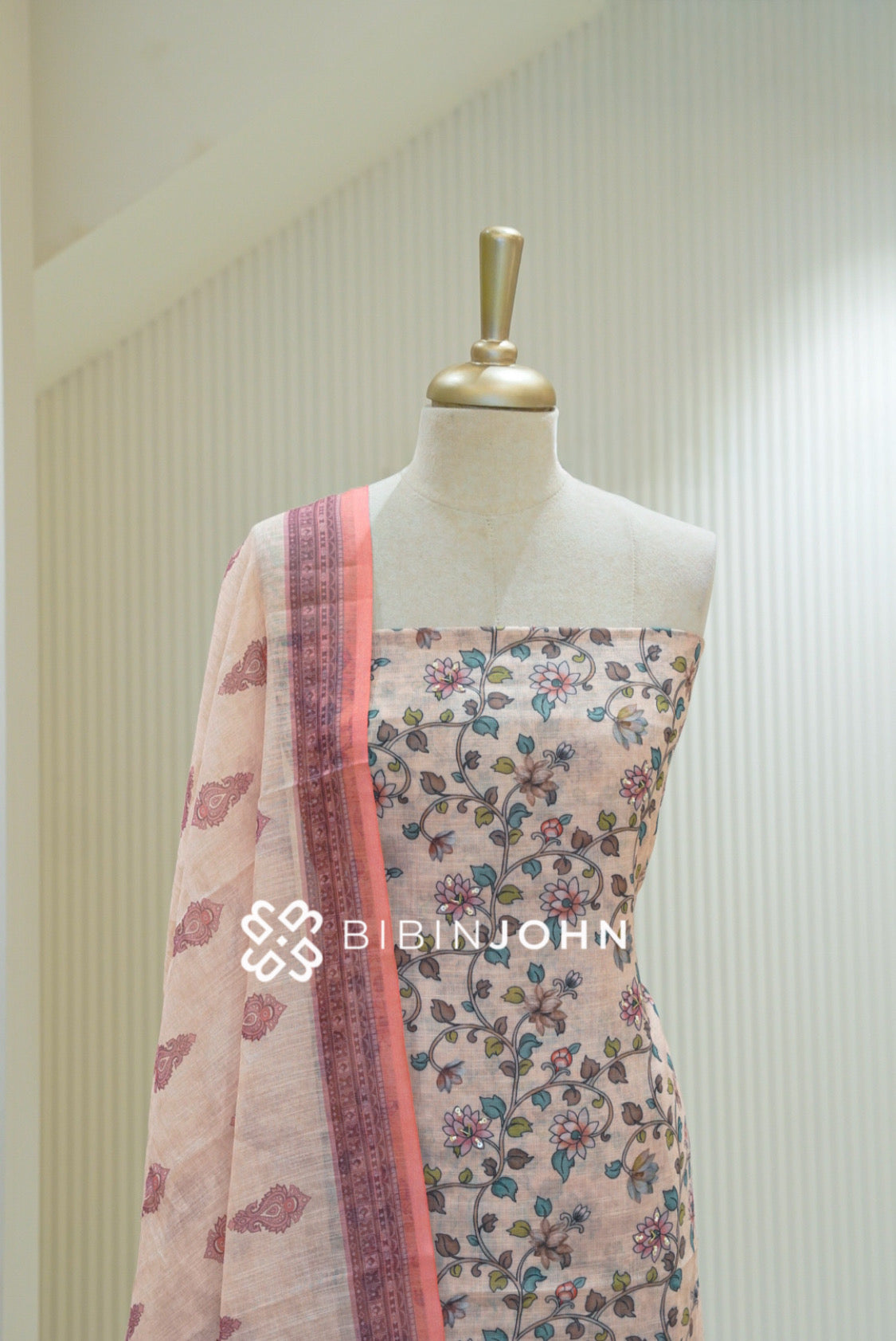 Art Linen Unstitched Salwar Suit Material Blush Pink BJ2369