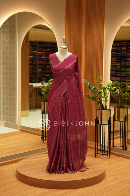Semi Tussar Weaving Saree For Women Deep Raspberry Pink BJ2451