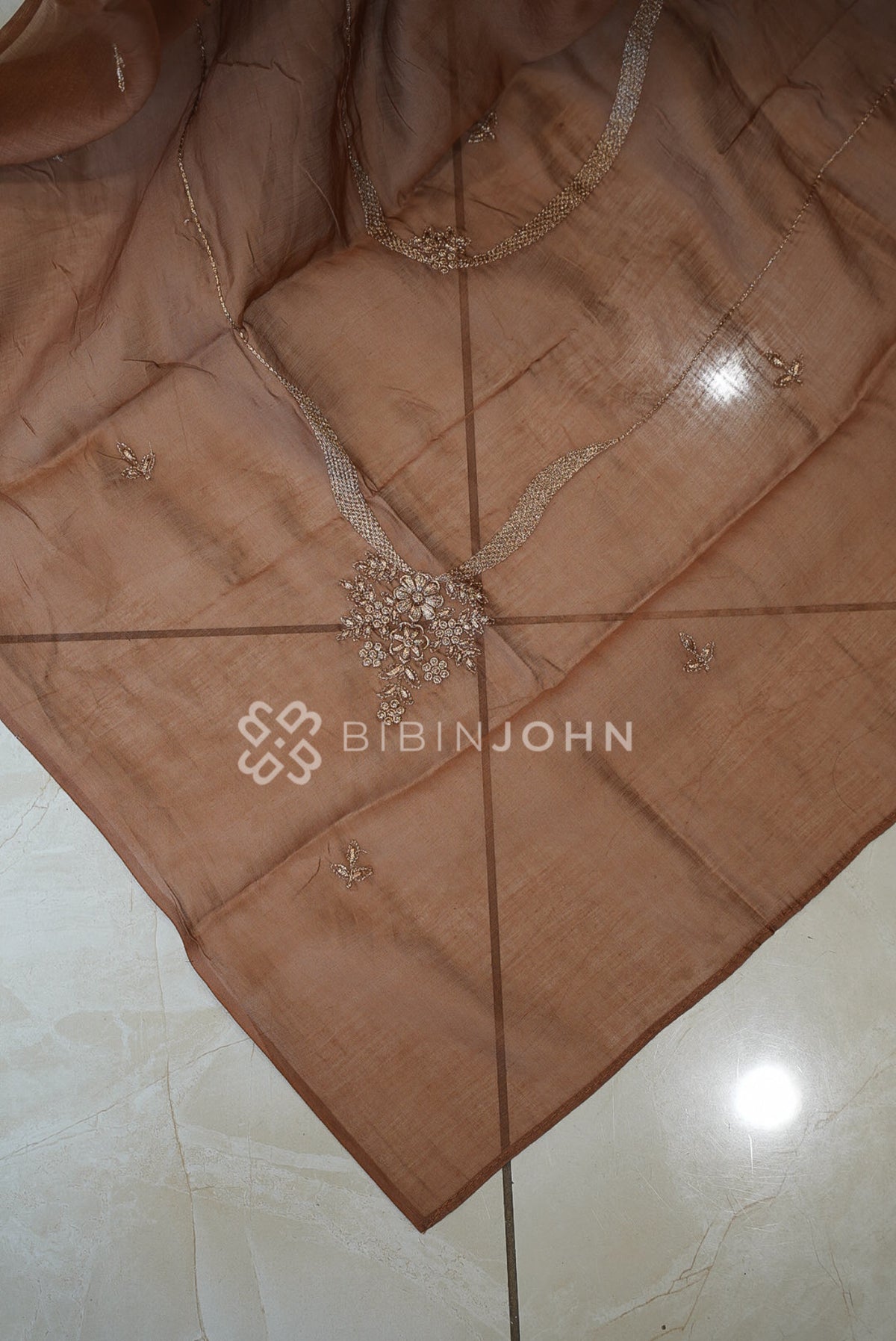 Chanderi Embroidery  Dupatta For Women Rust Brown BJ1734