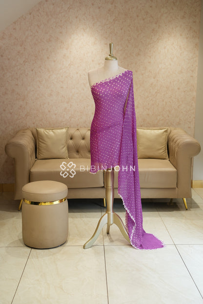 Chiffon Bandhani Dupatta For Women Orchid Purple BJ2425