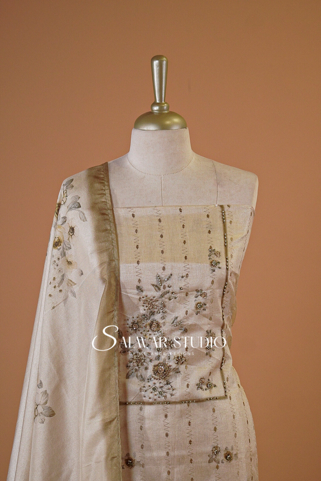 Semi Tusser Embroidery Salwar Suits AC0130