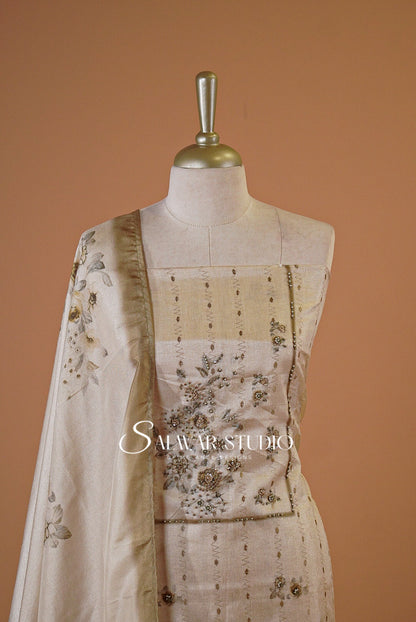 Semi Tusser Embroidery Salwar Suits AC0130