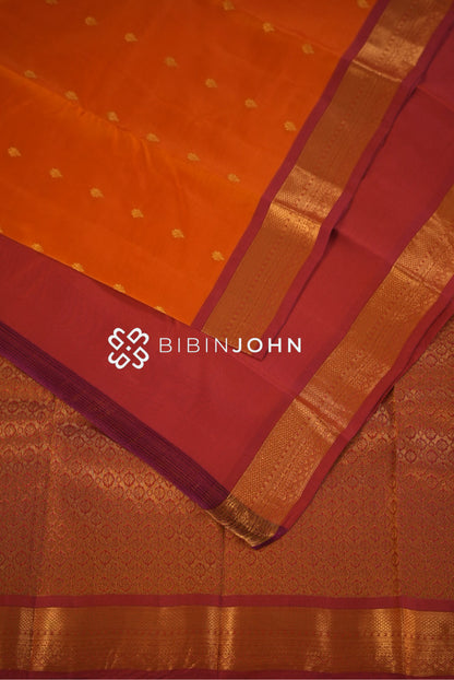 Semi Silk Saree For Women Vibrant Orange BJ2380