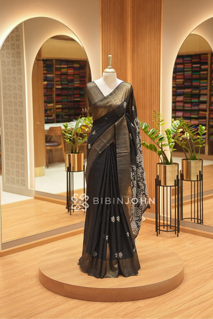 Matka Art Embroidery Saree For Women Black BJ2600