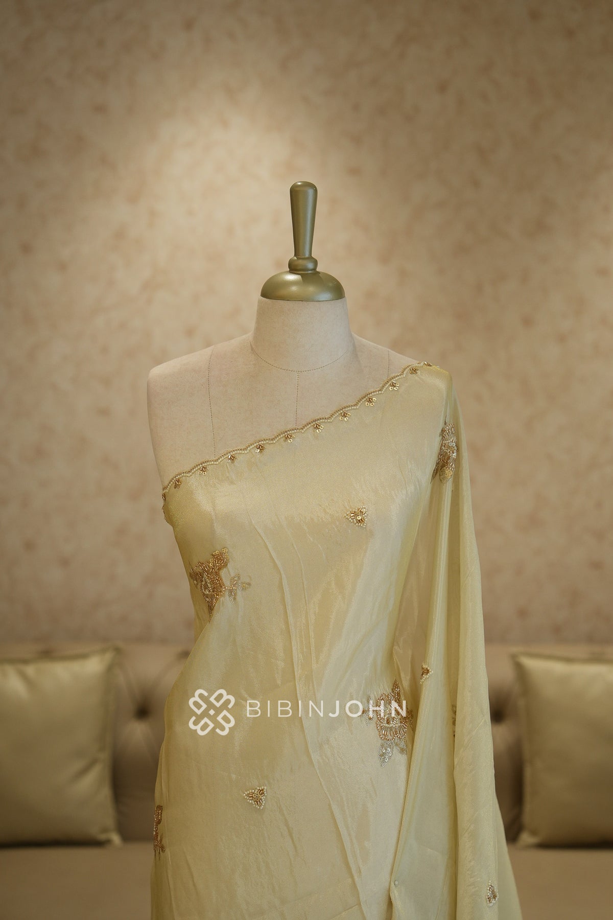 Tissue Embroidery Dupatta For Women Ivory Cream BJ2431