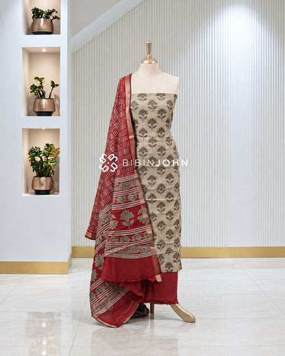 Art Maheshwari Unstitched Salwar Suit Material Beige BJ1820