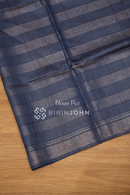 Tussar Silk Saree For Women Midnight Navy Blue BJ2659