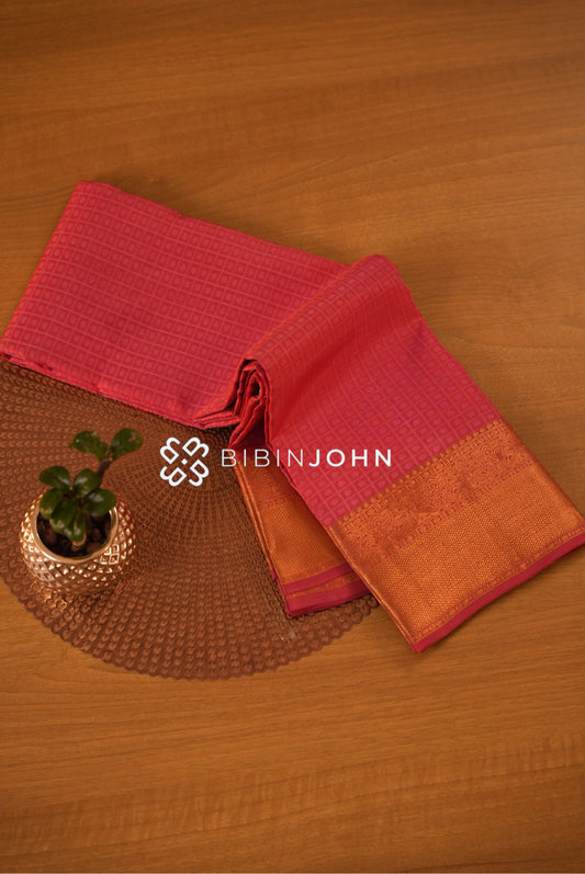 Silk Saree For Women Coral Red BJ2318