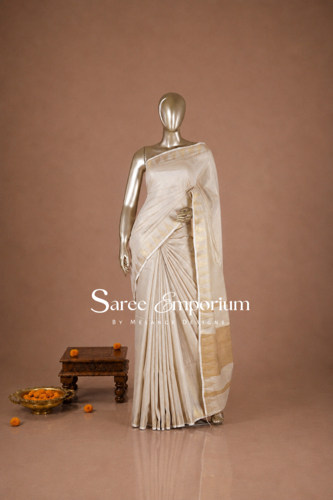 Tissue Linen Embroidery Sarees MDS0079