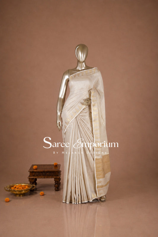 Tissue Linen Embroidery Sarees MDS0079