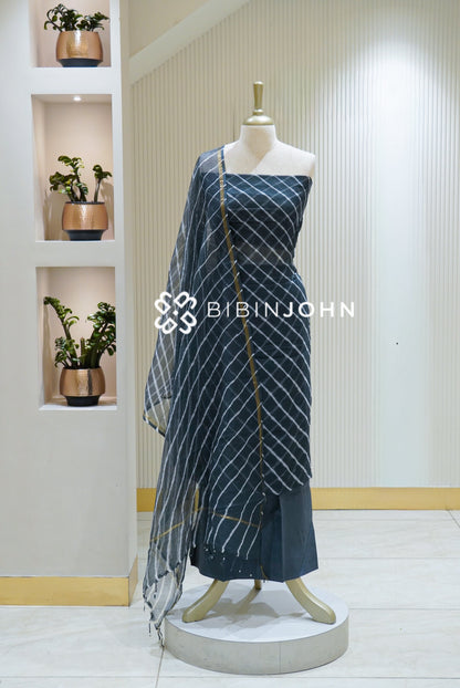 Cotton Cotta Unstitched Salwar Suit Material Charcoal Blue-Grey BJ2506