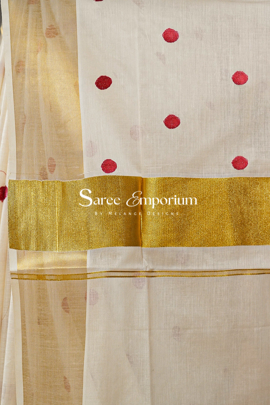 Cotton Kasavu Embroidery Saree MDS0198