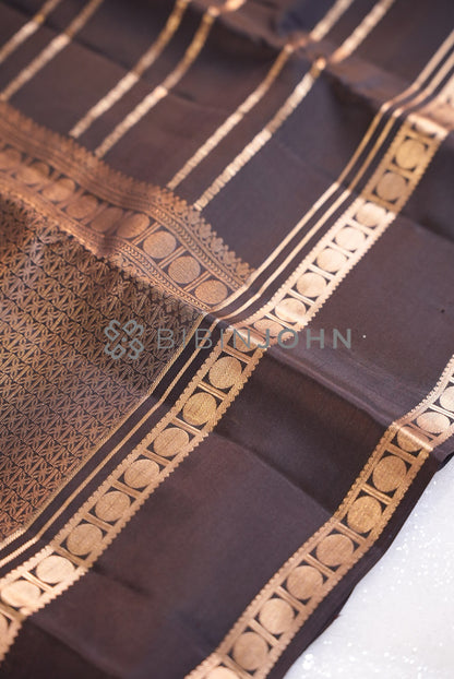 Silk Saree For Women Chocolate Brown  CLOSE VIEW