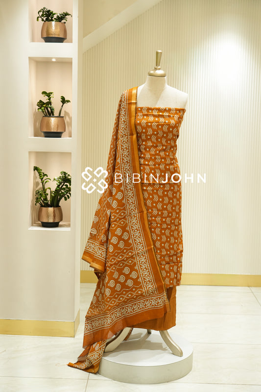 Art Maheshwari Unstitched Salwar Suit Materials Mustard Orange BJ2221