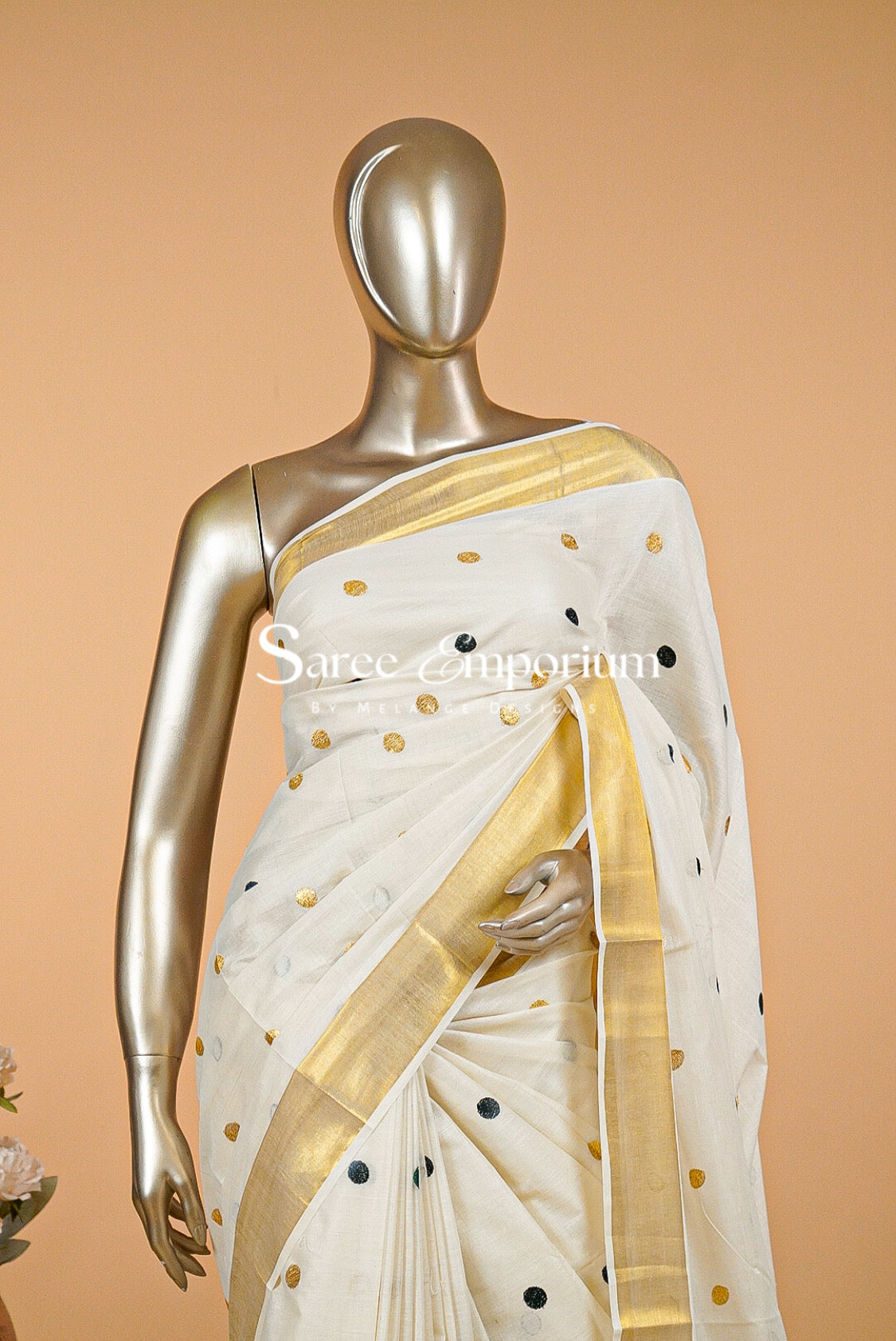 Cotton Kasav Embroidery Saree MDS0199