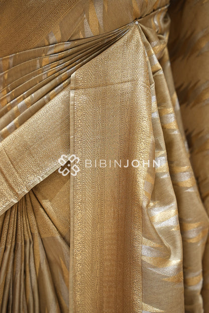 Silk Brocade Saree Champagne Gold BJ1030