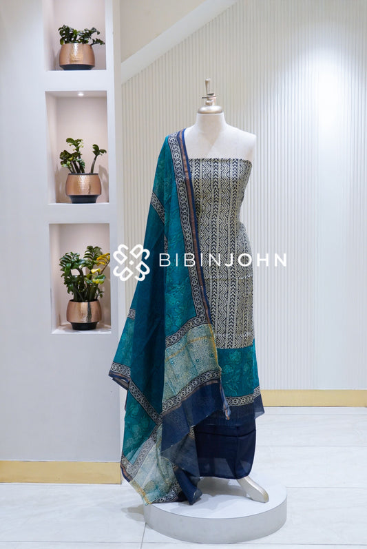 Printed Chanderi Unstitched Salwar Suit Material BJ1697
