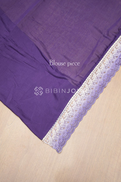 Chanderi Lace Border Saree For Women Deep Purple BJ0839
