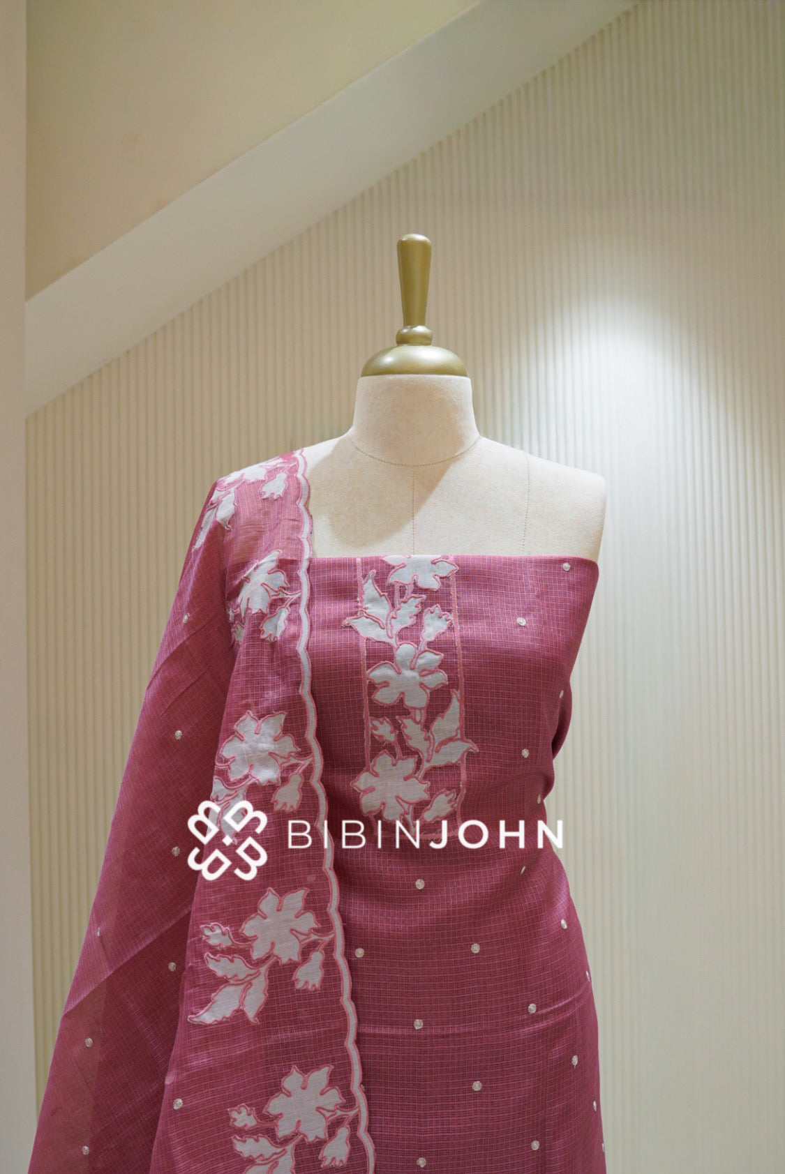 Cotta Embroidery Unstitched Salwar Suit Material Dusty Rose Pink BJ2835
