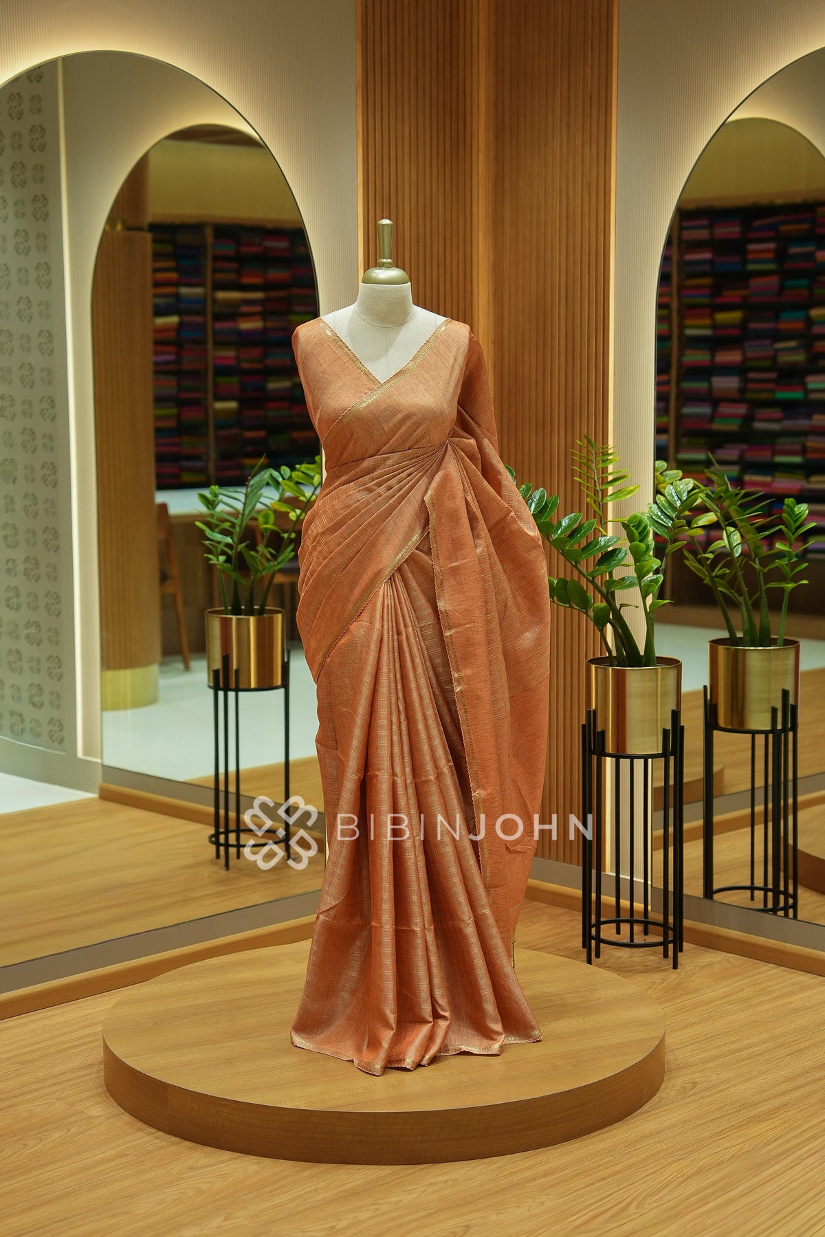 Semi Tussar Weaving Saree For Women Copper Peach BJ2545