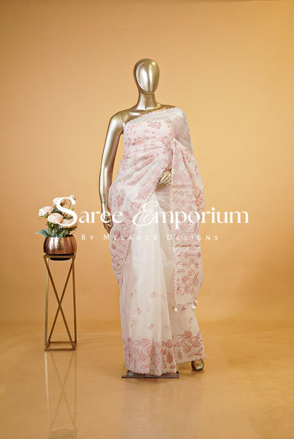 Organza Embroidery Saree MDS0191