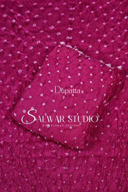 Pure Bandhani Unstitched Salwar Suit Dress Material Magenta AC0309