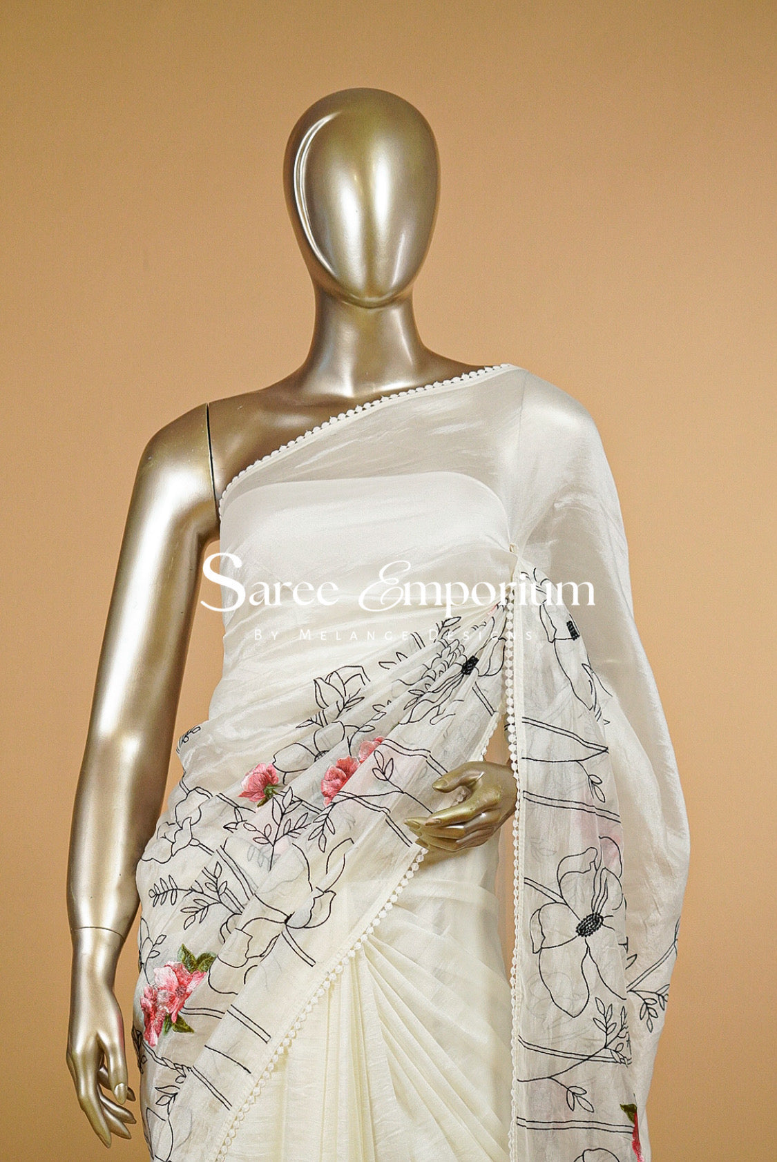 Tissue Embroidery Saree MDS0212