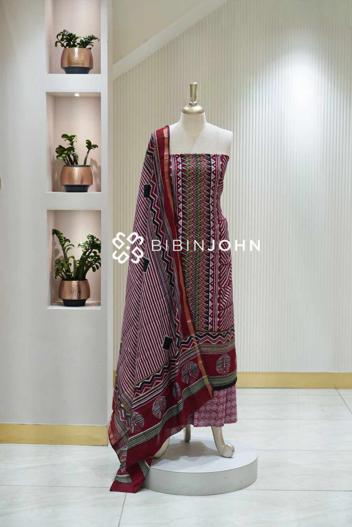 Art Maheshwari Unstitched Salwar Suit Material  Burgundy Maroon BJ2167