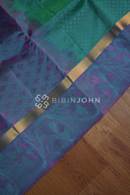 Semi Silk Saree For Women Teal Green BJ1011