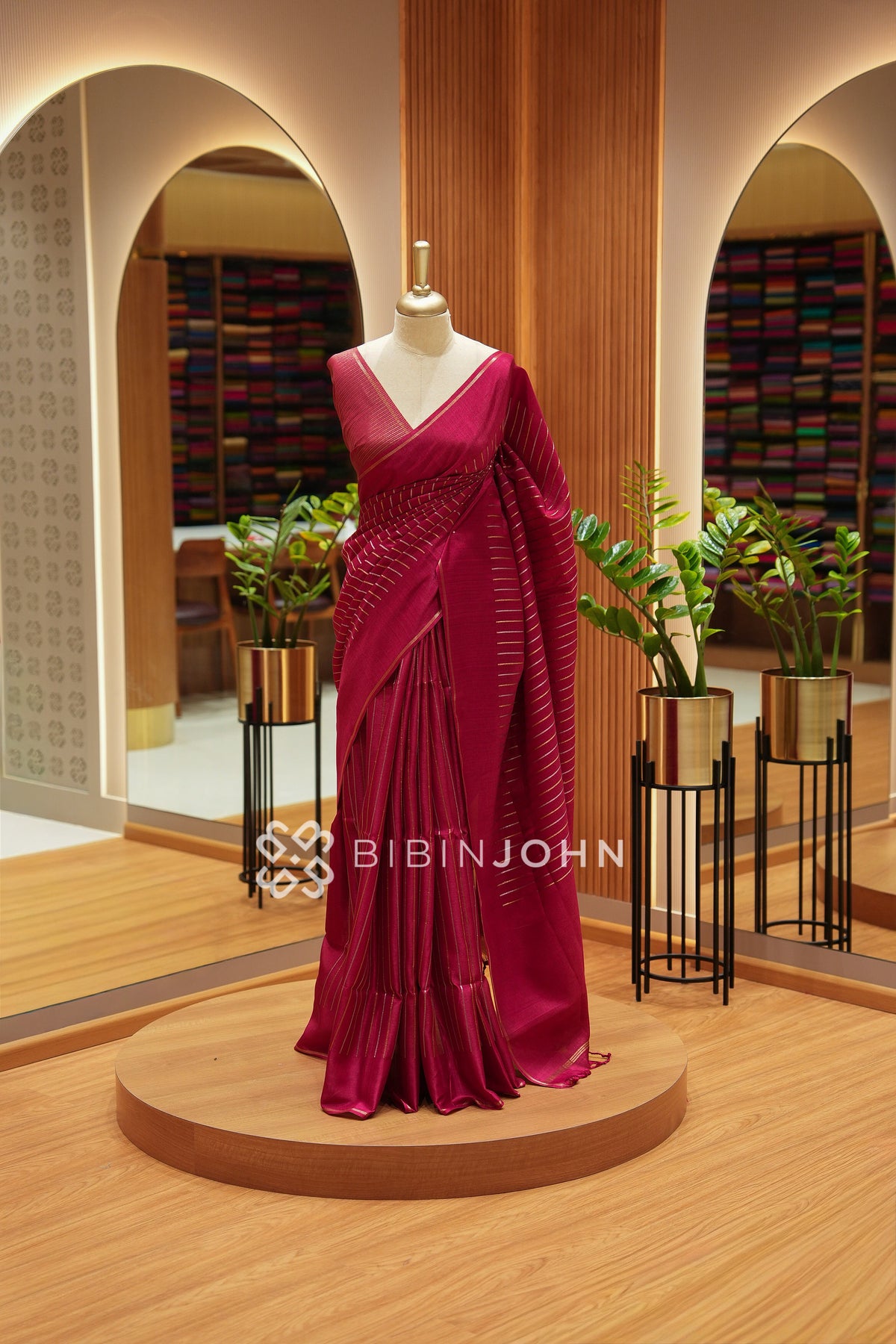 Semi Tussar Weaving Saree For Women Deep Magenta Pink BJ2442
