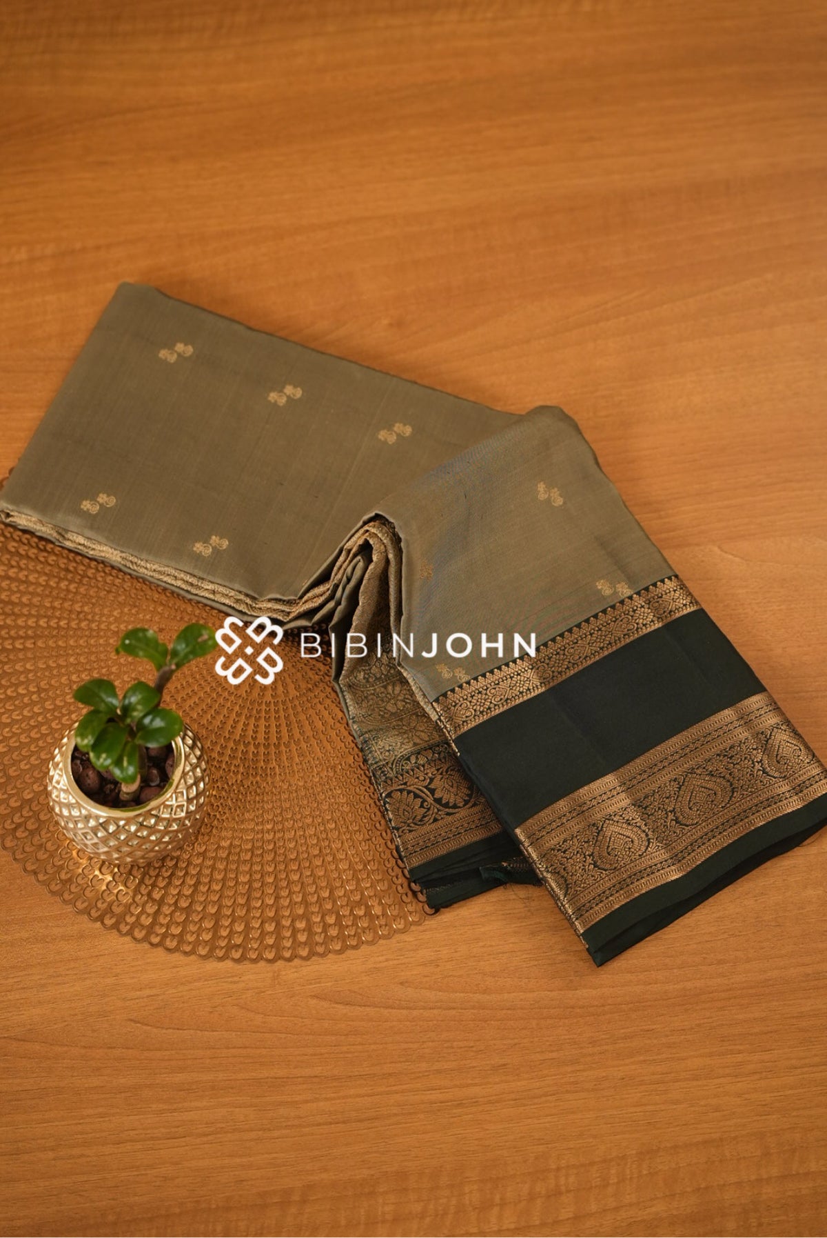 Silk Saree For Women Muted Olive Grey BJ2320