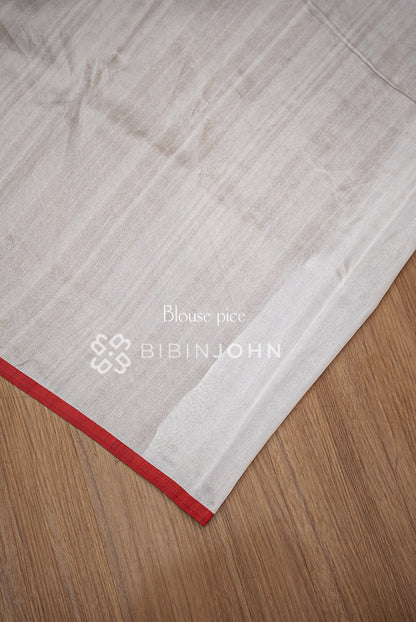 Silk Embroidery Saree Red & White BJ1023