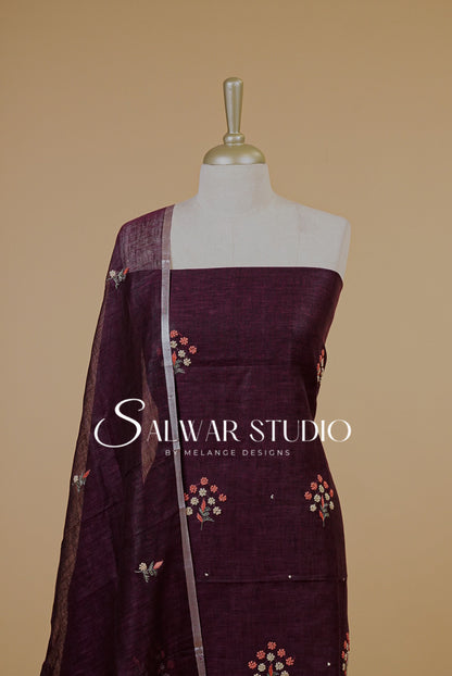 Linen Embroidery Unstitched Salwar Suits AC0062