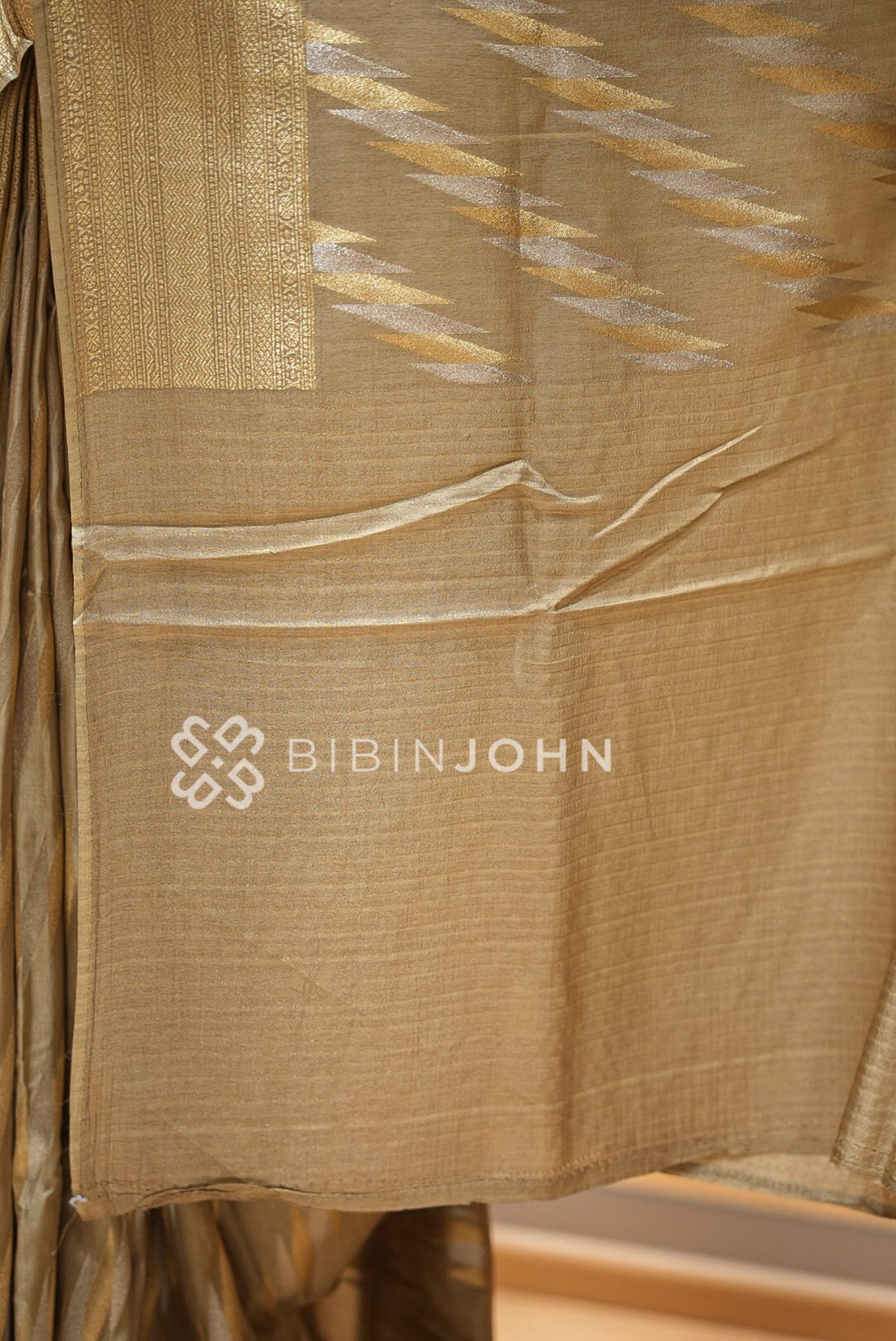 Silk Brocade Saree Champagne Gold BJ1030