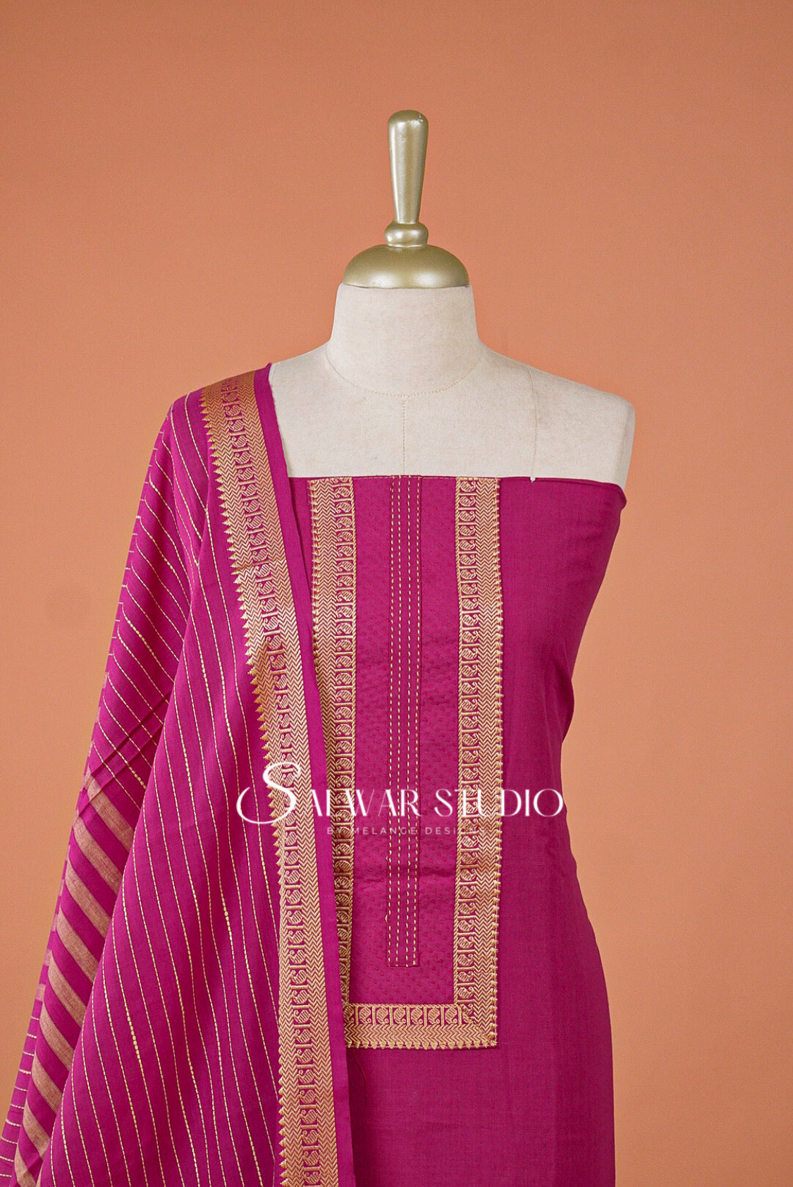 Cotton Unstitched Salwar Suit Dress Material Rani Pink AC0168