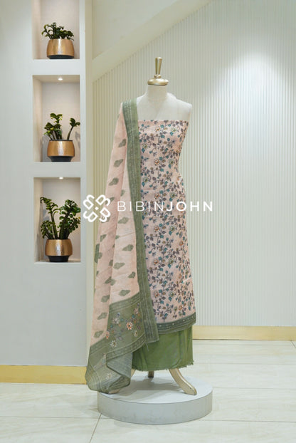 Art Linen Unstitched Salwar Suit Material Blush Beige BJ2370