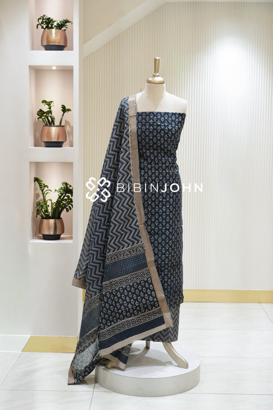 Art Maheshwari Unstitched Salwar Suit Materials Navy Blue BJ2213