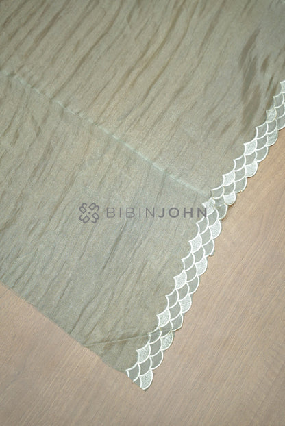 Tissue Organza Applique Saree For Women Mint Green BJ0838