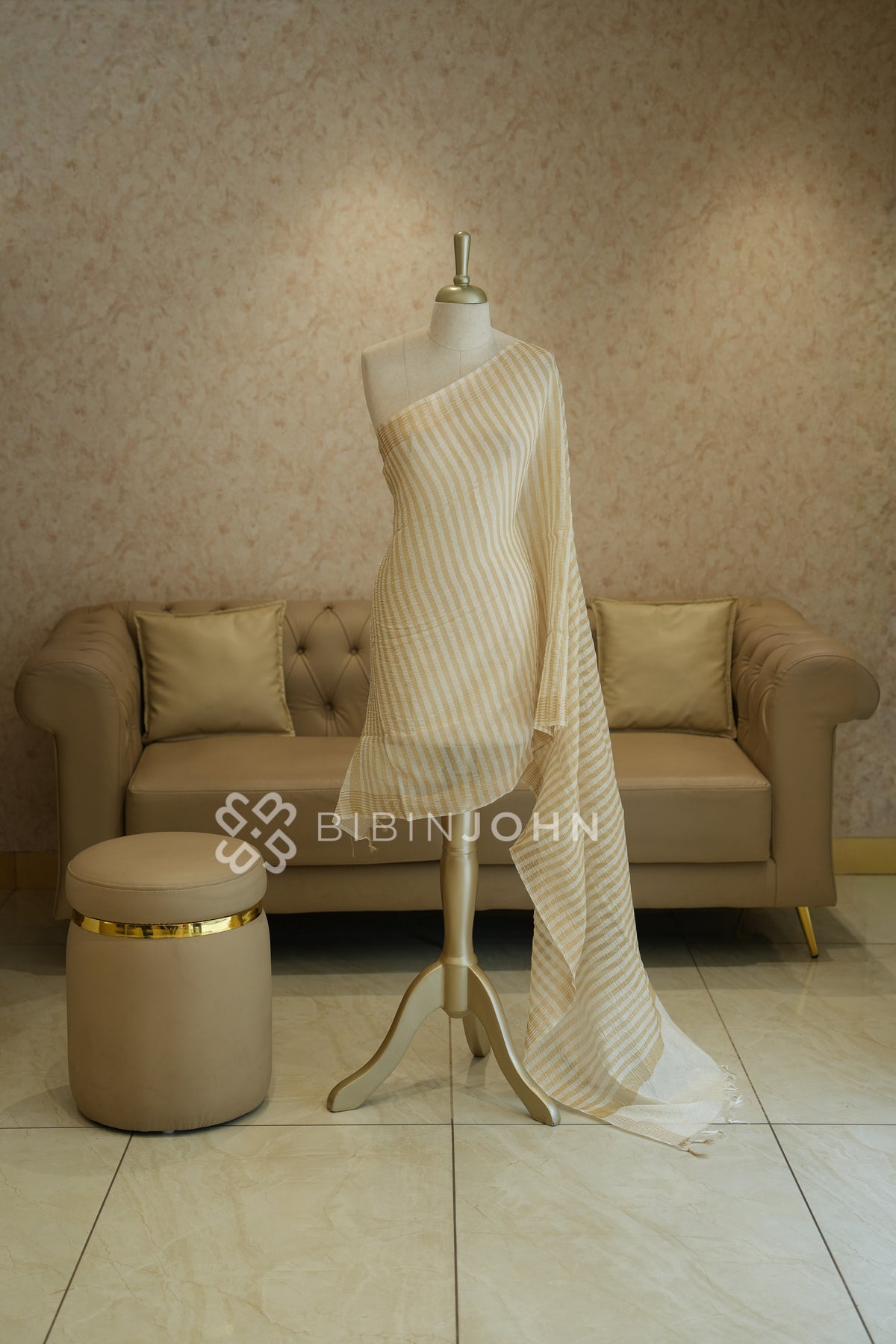 Crushed Chanderi Dupatta For Women Ivory White BJ2399