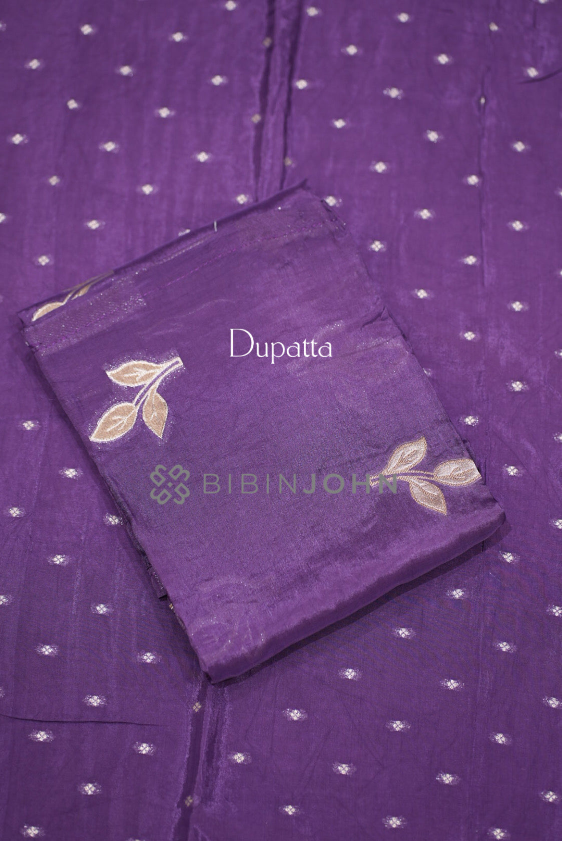 Silk Embroidery Unstitched Salwar Suit Material Royal Purple  DUPATTA