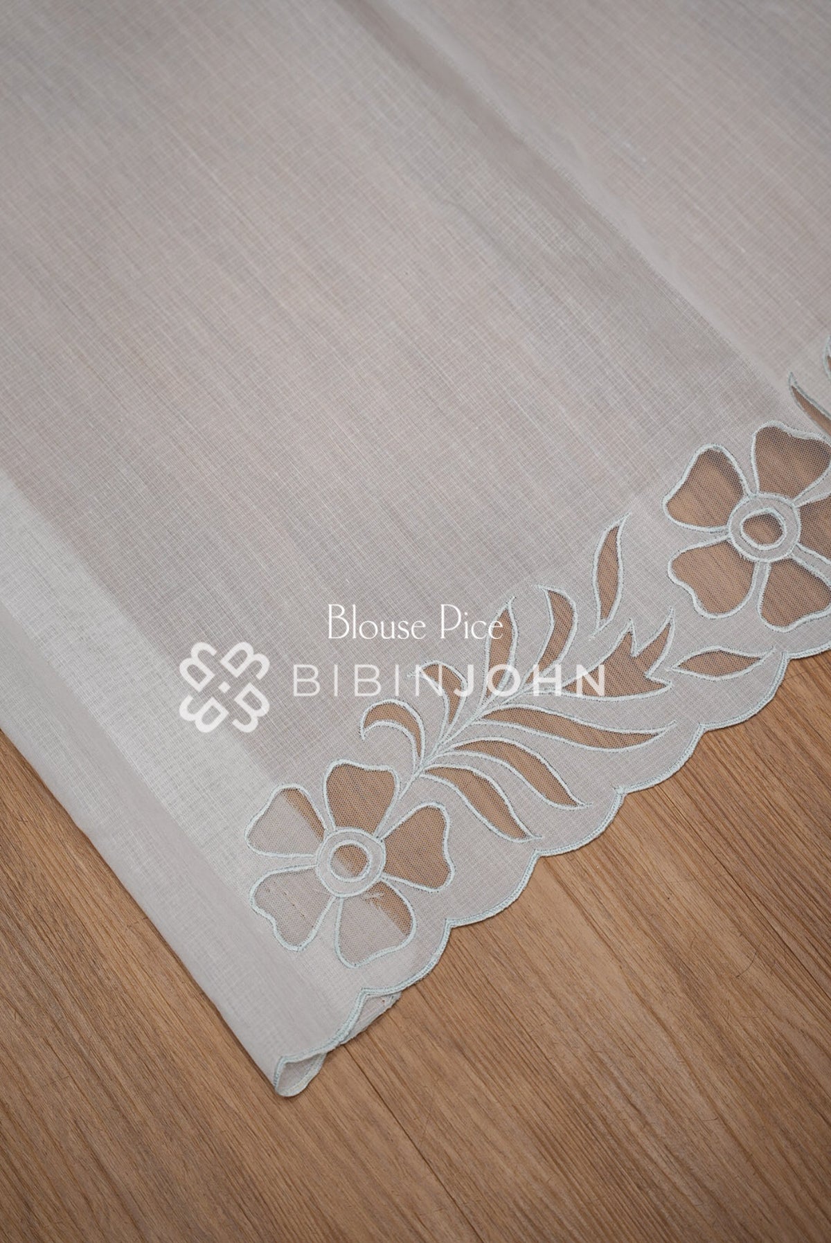 Cotta Embroidery Saree Ivory & Powder Blue BJ1052