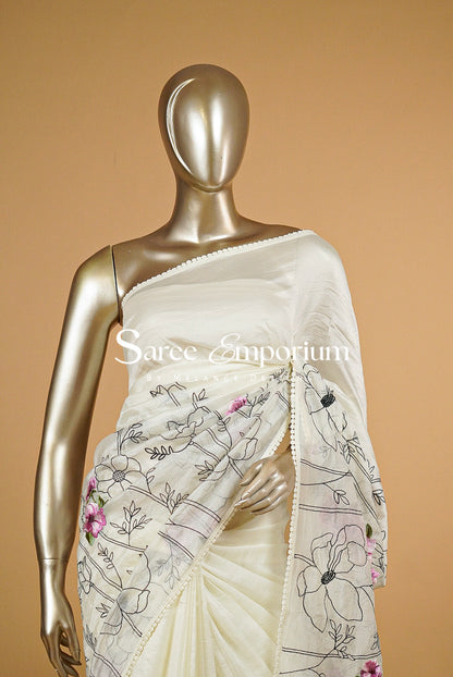 Tissue Embroidery Saree MDS0209
