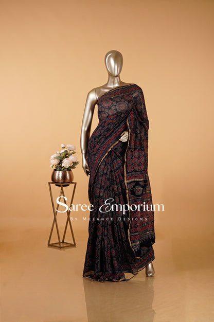 Chanderi Ajrakh Saree MDS0095