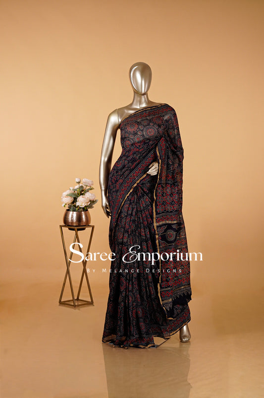 Chanderi Ajrakh Saree MDS0095
