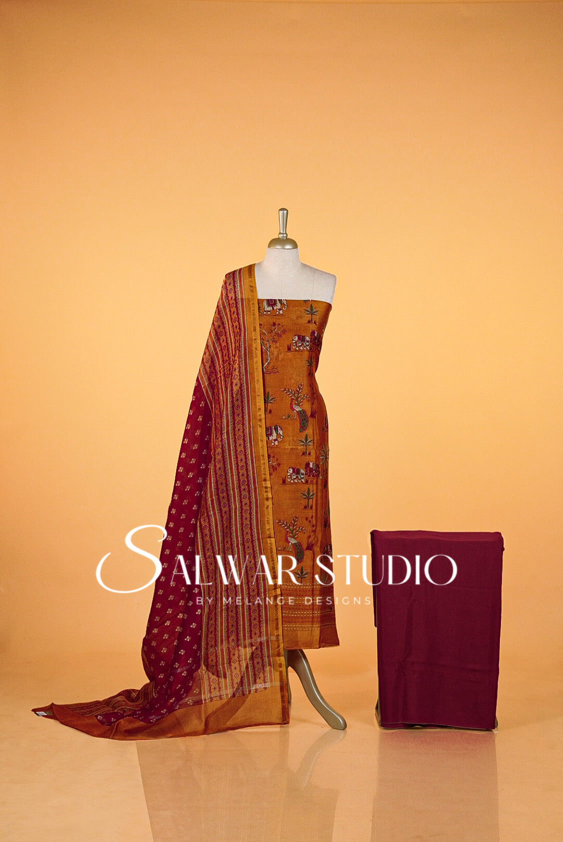 Printed Chanderi Unstitched Salwar Suits AC0028