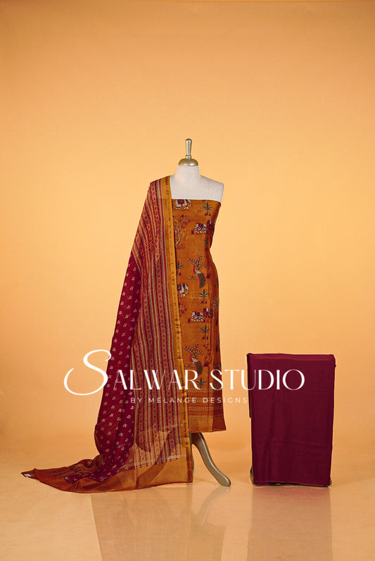 Printed Chanderi Unstitched Salwar Suits AC0028