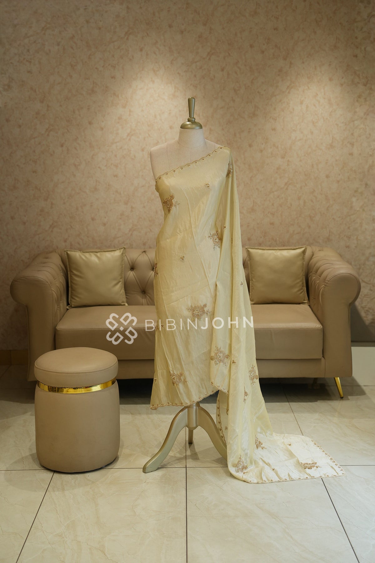 Tissue Embroidery Dupatta For Women Ivory Cream BJ2431