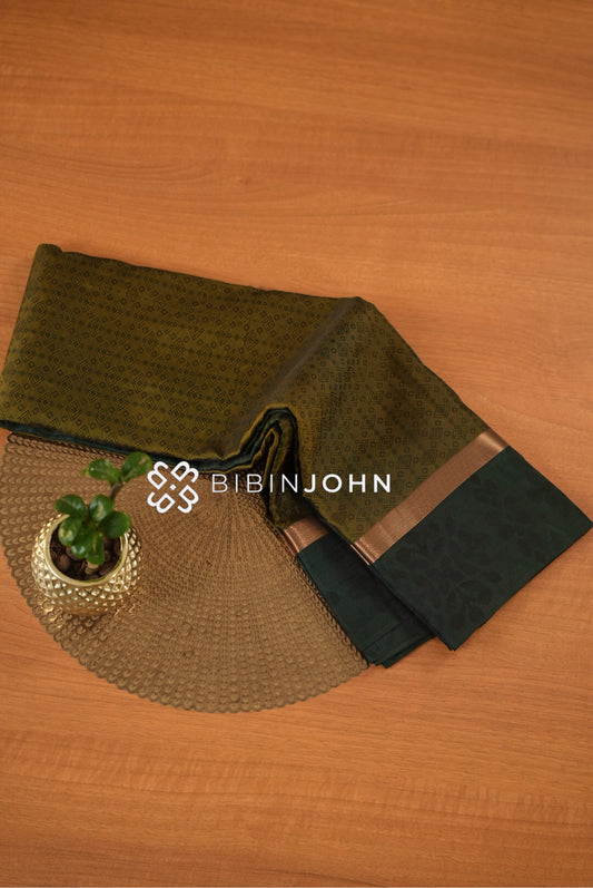 Semi Silk Saree For Women Dark Olive Green BJ2316