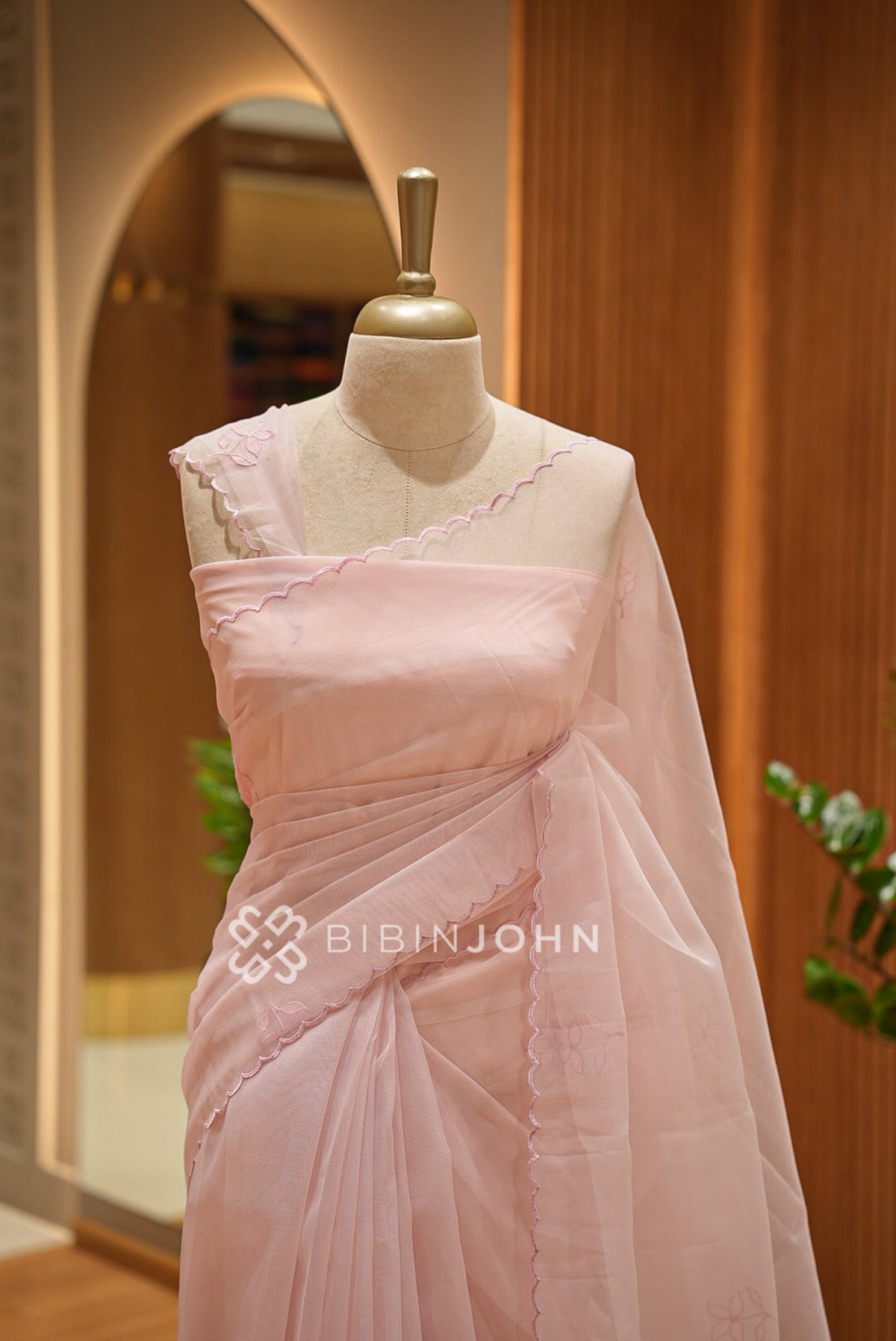 Organza Embroidery Saree Blush-Pink BJ1022